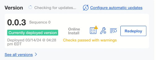 Chef 360 Platform admin console dashboard checking for version updates.